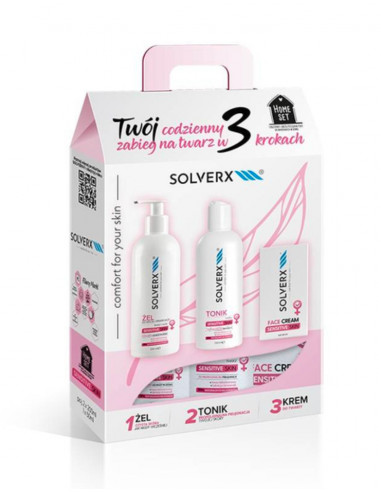 Solverx Zestaw kosmetyków do twarzy dla kobiet skóra wrażliwa Sensitive Skin Home SET for Women