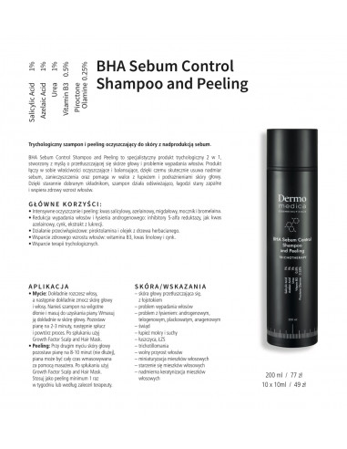 Dermomedica BHA Sebum Control Shampoo And Peeling 10x10 ml Specjalistyczny Szampon i Peeling do Przetłuszczającej się Skóry